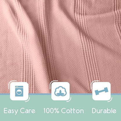 King Size 100% Cotton Blanket | Super Soft Breathable Lightweight Throw | All-Season Knit Blanket | Luxury Hotel Versatile | Easy Care Pink Clay