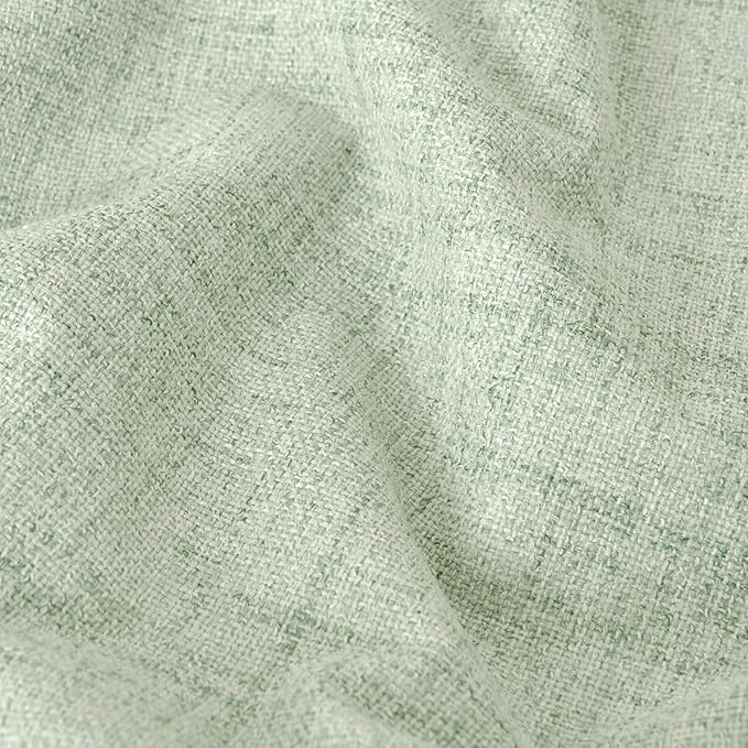 Lajode Sage Green Blackout Curtains for Living Room - Spring Linen Curtains 84 Inch Length Thermal Insulated Privacy Burlap Window Drapes for Bedroom Scandinavian Farmhouse, 2 Panels Each 52" Wide