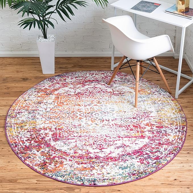 Rugs.com Arlington Collection Rug – 10 Ft Round Multi Medium-Pile Rug Perfect for Kitchens, Dining Rooms
