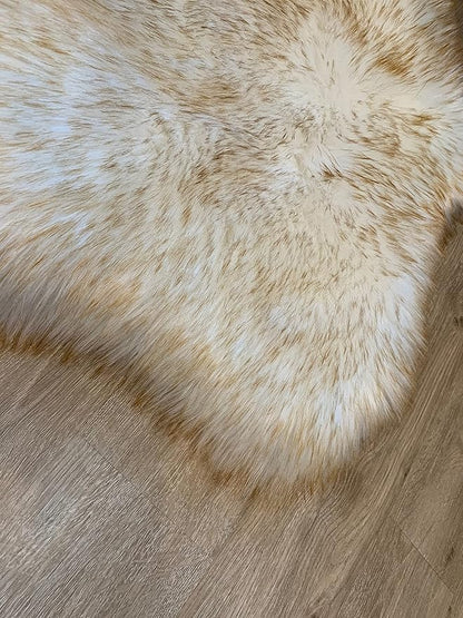 LAMBZY Faux Sheepskin Super Soft Hypoallergenic Silky Shag Rug for Living Room, Kids Room, Sofa (Duo Decto 12 Pelts 6'x12', White/Brown Tips)