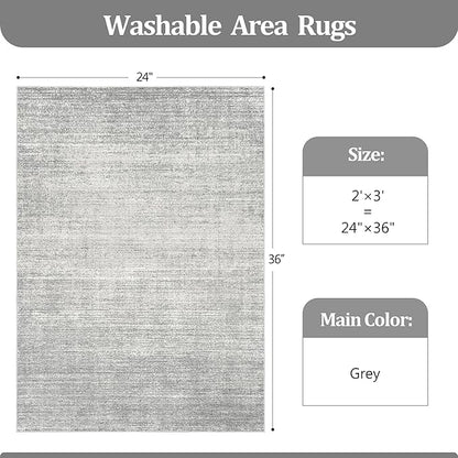 Valenrug Door Mat 2x3 - Stain Resistant 2x3 Entryway Area Rugs for Living Room, Non Slip Backing Large Area Rugs for Bedroom, Folable Machine Washable Area Rug (2'x3', Grey)