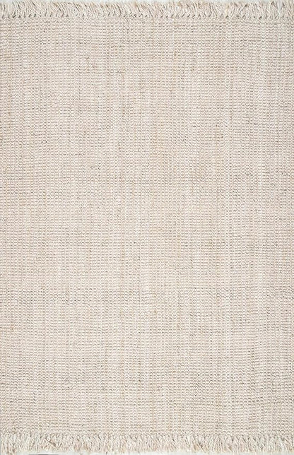 Nuloom Daniela Off-White, 3' x 5', Handmade, Jute, Tassel, Soft and Textured, High Traffic, Stain Resistant, Easy Clean, Durable Area Rug for Bedroom, Living Room, Dining Space, Foyer, Entryway
