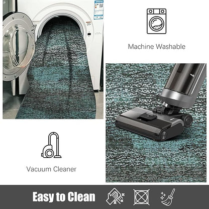 RUGSURE Washable Area Rug - 1/6 Thick - Stain & Water Resistant Non-Slip - Resistant Rug for Living Room, Bedroom, Nursery, Pet & Child Friendly, Vintage Charm Area Rugs (Green, 8' x 10')