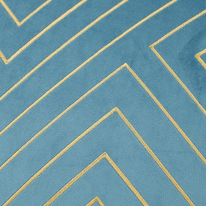 Avigers 12 x 20 Inch Grey Blue Gold Striped Geometric Lines Embroidery Velvet Cushion Case Luxury Modern Lumbar Throw Pillow Cover Decorative Pillow for Couch Living Room Bedroom Car 30 x 50cm