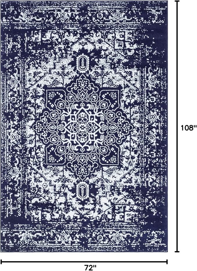 Rugs.com Arlington Collection Rug – 6' x 9' Navy Blue Medium-Pile Rug Perfect for Living Rooms, Large Dining Rooms, Open Floorplans