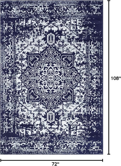 Rugs.com Arlington Collection Rug – 6' x 9' Navy Blue Medium-Pile Rug Perfect for Living Rooms, Large Dining Rooms, Open Floorplans