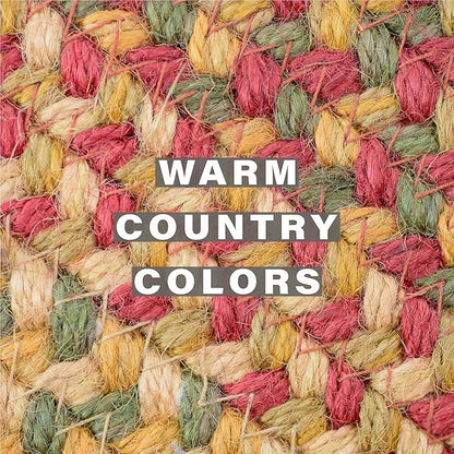 Homespice Cider Barn Dinner Table Runner Set of 2-8"x28", Rectangle, Red - Hand Braided with Jute - Rich Colors, Easy to Clean, Durable and Protects Furniture