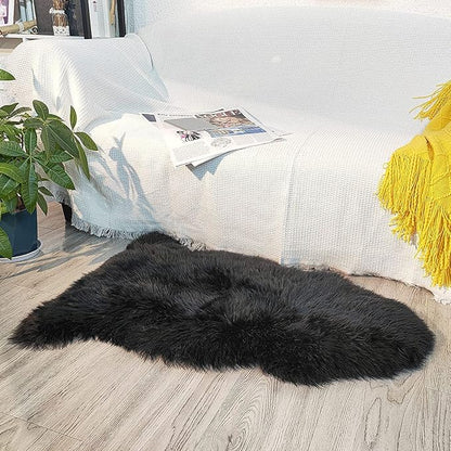 WL&ALLEN Large Sheepskin Rug Genuine Thick and Lush 3 Inch Pile，Luxury Australian Pelts |Large Sheepskin Wool Area Rugs(Single Pelt 2'6" x 3'7"，Black)…