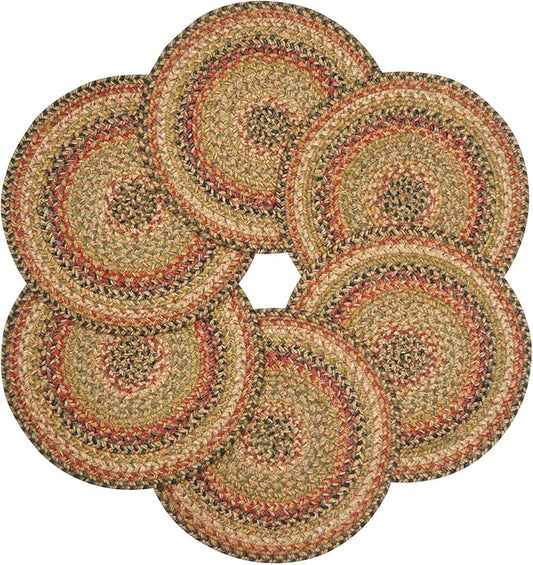 Homespice Kingston Jute Woven Round Placemats Set of 6, 15", Warm Country Decor, Multicolor Table Mats - Vibrant Colors, Durable, Easy to Clean and Protects Furniture
