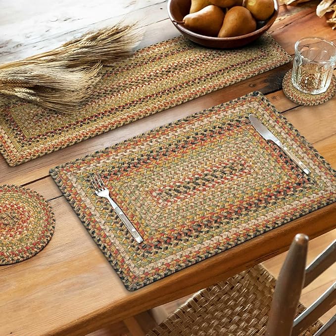 Homespice Kingston Jute Braided Long Table Runner, Warm Country Decor, Multicolor Rectangle 11x36 - Rich Colors, Easy to Clean, Durable and Protects Furniture