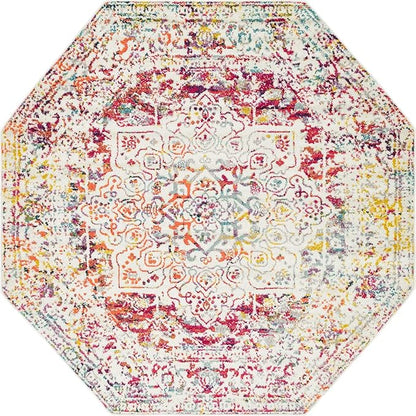 Rugs.com Arlington Collection Rug – 8 Ft Octagon Multi Medium-Pile Rug Perfect for Living Rooms, Kitchens, Entryways