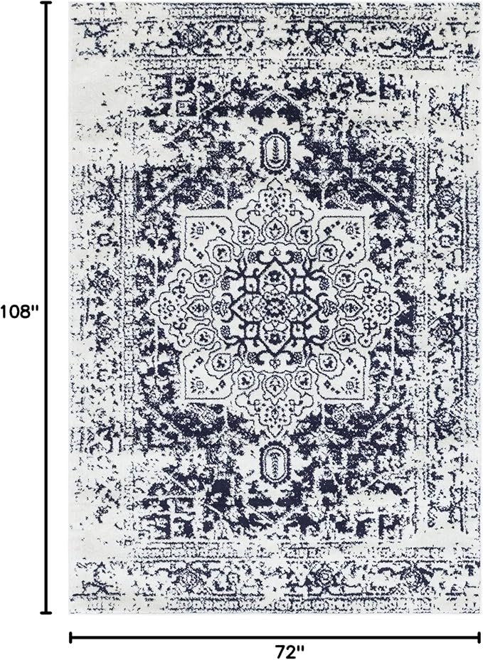 Rugs.com Arlington Collection Rug – 6' x 9' Blue Medium-Pile Rug Perfect for Living Rooms, Large Dining Rooms, Open Floorplans
