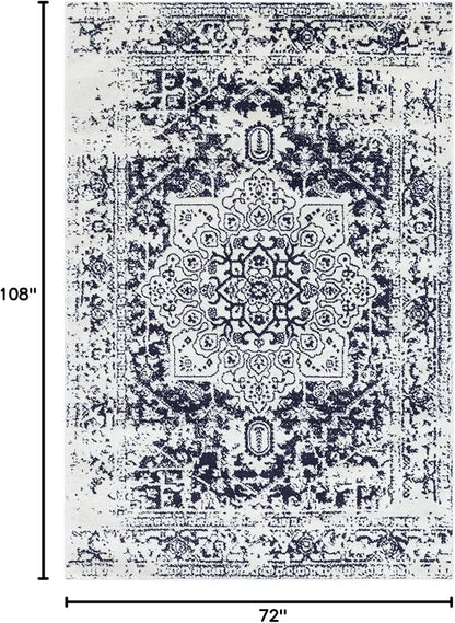 Rugs.com Arlington Collection Rug – 6' x 9' Blue Medium-Pile Rug Perfect for Living Rooms, Large Dining Rooms, Open Floorplans