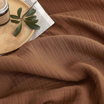 FOSSA Muslin Blanket with Fringe - 4-Layer 100% Cotton Gauze Super Soft & Breathable Throw -Lightweight Decorative Cooling Blanket for Bed, Sofa, Office (Dark Orange, Super King (108" × 98"))