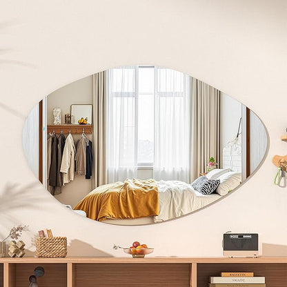 Hasipu Irregular Wall Mirror - 31"x20" Asymmetrical Frameless Mirror, Modern Decorative Mirrors for Living Room, Entryway, Hallway, Bathroom, Bedroom,Wall Mounted Home Decor