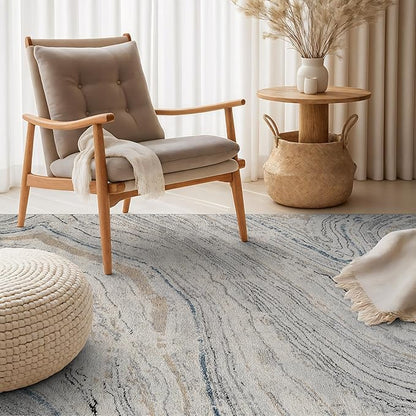 Rugshop Marble Swirl Distressed Gray Area Rug 4' x 6' Great for Small Living Rooms, Offices, or Under Coffee Tables