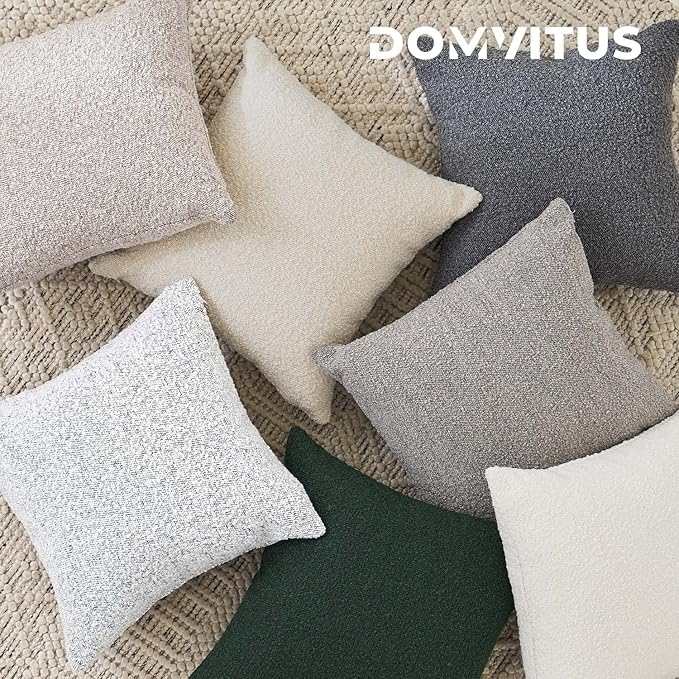 DOMVITUS Boucle Pillow Covers 20x20 Luxury Throw Pillow Covers Decorative Pillows for Bed Sofa Pillows for Living Room Accent Couch Pillows Soft Cushion Case, 1PC, Graphite Grey