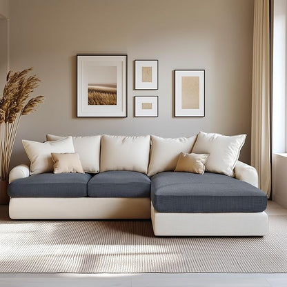 Hokway Stretch Chaise Cover Individual Couch Cushion Slipcovers Reversible Cushion Protector Slipcovers Sofa Cushion Protector Covers (Chaise Cover, Grey)