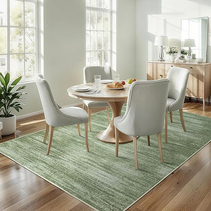 Abstract Neutral Area Rugs for Living Room Olive Green Nursery 5x8 Rug Non Slip Washable Low Pile Floor Covering Carpet for Playroom Bedroom Loden Green