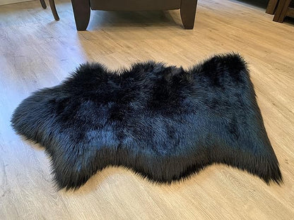 LAMBZY Faux Sheepskin Super Soft Hypoallergenic Silky Shag Rug for Living Room, Kids Room, Sofa (Single 2'x3', Black)