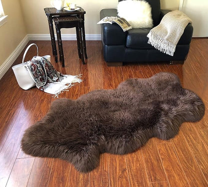 Free Shape Luxury Soft Fluffy Shag Area Rug Single and a Half 2'x4', 60x120cm - Vegan Fur Ultra Soft Indoor Carpet Nursery Rugs for Bedroom Home Decor, Brown