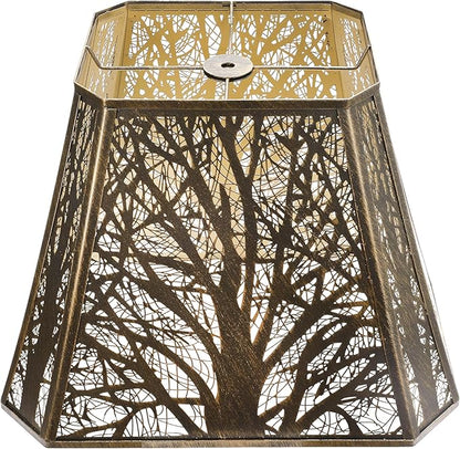 ALUCSET Bell Lampshades, Metal Large Lamp Shade (7+9)" × (10.25+16) " × 12.25", Lamp Shades Replacement for Floor Lamp and Table Lamps, Antique Bronze and Gold Lampshade, Spider Fitter