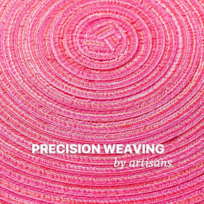 Round Placemats Set of 12 Woven Placemats Washable Braided Table Mats for Dining Table Heat Resistant Non-Slip Circle Place Mats(Pink)
