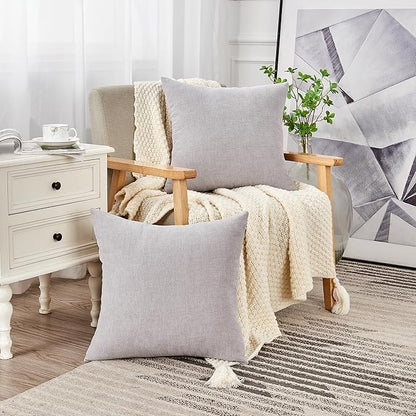 GAWAMAY Decorative Chenille Throw Pillow Covers 26x26 Inch Pack of 2, Soft Square Couch Pillow Cover for Sofa Cushion Living Room Bedroom Oversized Pillowcases Light Grey 66x66cm (ONLY Covers)