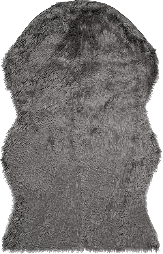 SAFAVIEH Faux Sheep Skin Collection 3' x 5' Grey FSS115D Silken Glam 2.35-inch Thick Area Rug