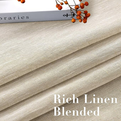 H.VERSAILTEX Linen Curtains Nickel Grommet Natural Linen Semi-Sheer Curtains 2 Panels Privacy Added Premium Soft Rich Material Drapes for Bedroom/Livingroom/Sliding Door - 52x72 - Inch - Linen