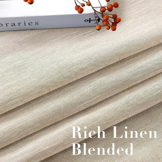 H.VERSAILTEX Linen Curtains Nickel Grommet Natural Linen Semi-Sheer Curtains 2 Panels Privacy Added Premium Soft Rich Material Drapes for Bedroom/Living Room - 52x54 - Inch - Linen