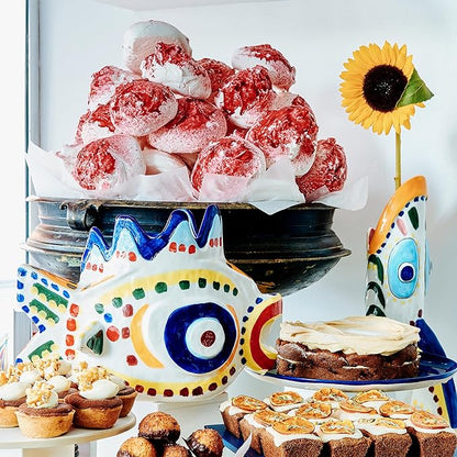 Serax Flower Vase | Sicily by Ottolenghi | Colorful Fish Stoneware Home Decor Living Room for Coffee Table, Kitchen Decorations | Modern Entryway Table Decor or for Shelves | Unique Centerpiece Vases