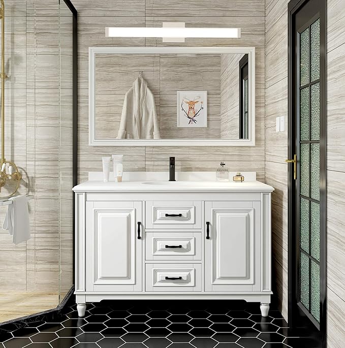 Bathroom Vanity Light Brushed Nickel Square LED 24 inch 14W Dimmable 4000K Natural White Light Wall Bar Lighting Fixtures Over Mirror