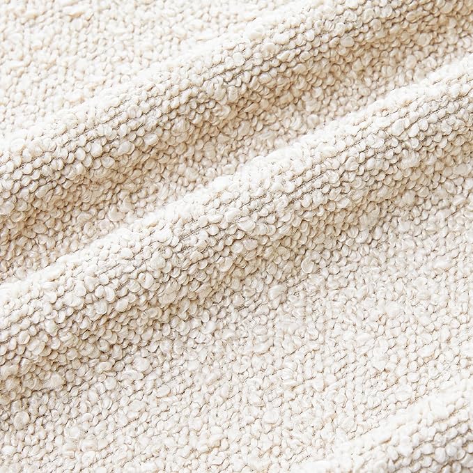 Mixhug Decorative Boucle Throw Pillow Covers, Beige, 12 x 20 Inches, Pack of 2 - Neutral Textured Boho Pillow Covers for Couch and Bed