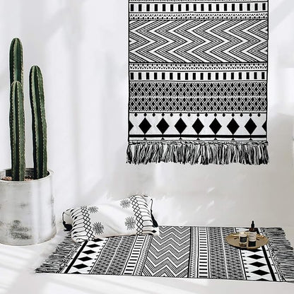 IOHOUZE Small Farmhouse Entryway Rug-2'x3' Boho Woven Kitchen Rug Indoor for Bedroom/Bathroom/Laundry Room, Outdoor Halloween Door Mats for Halloween Decor/Fall Porch Decor/Farmhouse Decor
