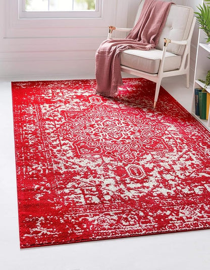 Rugs.com Arlington Collection Rug – 8' x 10' Red Medium-Pile Rug Perfect for Living Rooms, Large Dining Rooms, Open Floorplans