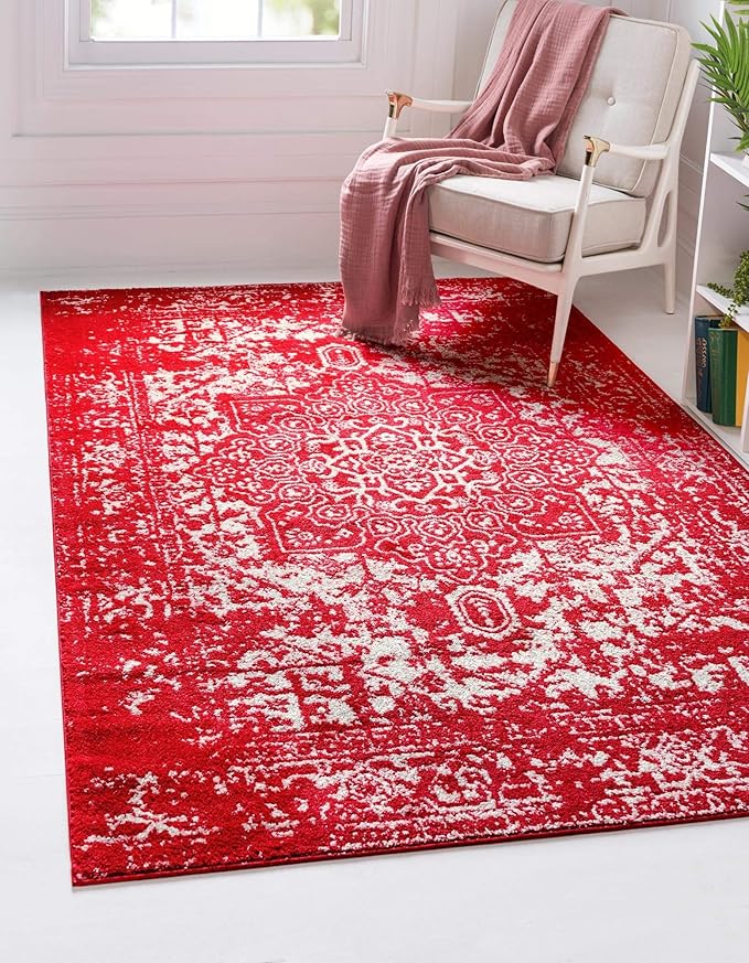 Rugs.com Arlington Collection Rug – 10' x 14' Red Medium-Pile Rug Perfect for Living Rooms, Large Dining Rooms, Open Floorplans