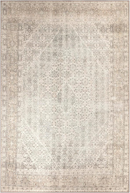 Keen Home Design 8x10 Rug - Machine Washable Area Rug with Non-Slip Backing, Ideal for Living Room, Dining Room, Bedroom - Vintage, Easy Clean, Durable, Low Pile Rug - (8' x 10')
