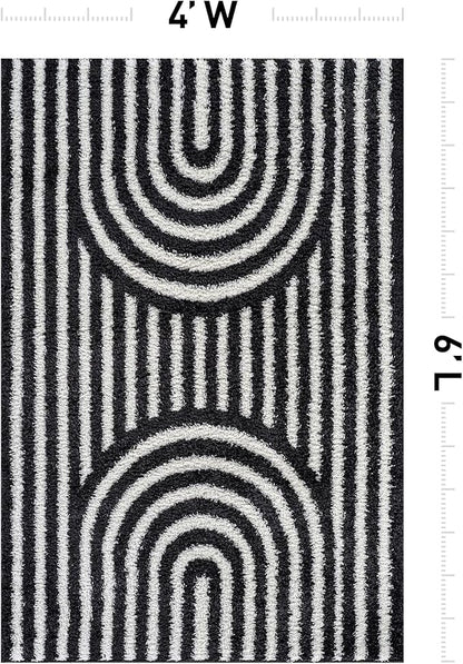 Rugshop Abstract Arch Shag Area Rug Anthracite Dark Gray 4' x 6' Ideal for Small Living Rooms, Offices, or Beside The Bed
