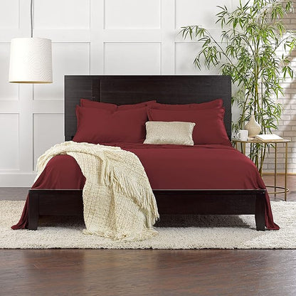 Pure Bamboo Full Sheets, Genuine 100% Organic Viscose Derived from Bamboo Bed Sheet Set, Luxuriously Soft & Cooling, Double Stitching, 2 Year Quality Promise (Full, Merlot)