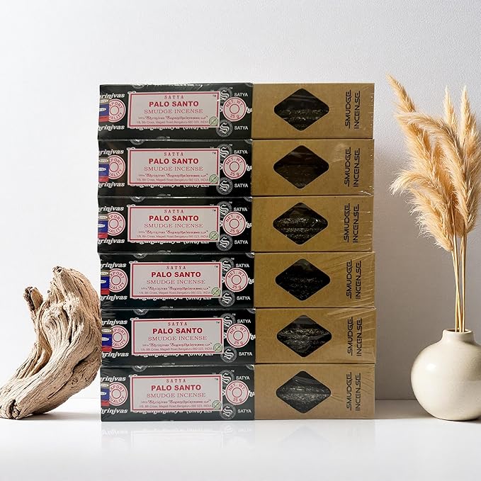 Satya Smudge Incense Stick – Hand-Rolled Indian Masala Incense for Meditation, Yoga & Spiritual Cleansing Pack of 6 (Smudge Palo Santo)