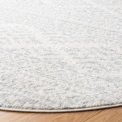 SAFAVIEH Tulum Collection Area Rug - 5' Round, Ivory & Light Grey, Moroccan Boho Tribal Design, Non-Shedding & Easy to Clean, Ideal for Living Room, Bedroom, Dining Space (TUL272G)
