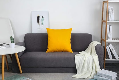 TangDepot Set of 2 Handmade Decorative Solid 100% Cotton Canvas Throw Pillow Covers/Cushion Covers, 45 Colors Available - (16"x16" 2 Pieces, Gold Yellow)