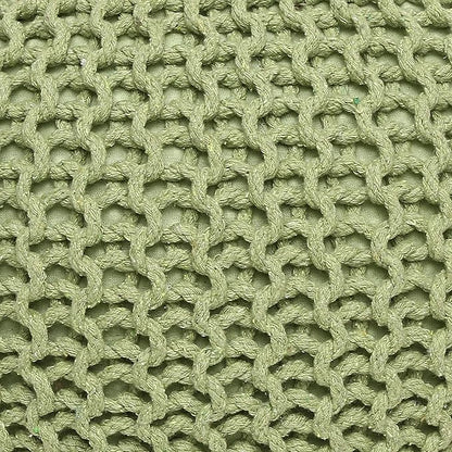 REDEARTH · Round Pouf Foot Stool Ottoman - Cotton Knitted Cord Boho Pouffe - Cable Poof Filled Footrest Stuffed for Living Room - Nursery - Bedroom - Patio - Lounge (19.5"x19.5"x14") - Kiwi