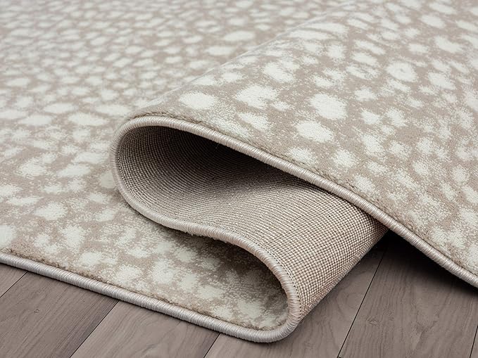 Abani Beige Cheetah Print 7'9"x10'2" Area Rug Rugs, Arto Collection - Contemporary Durable Accent Rug