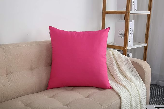 TangDepot Handmade Decorative Solid 100% Cotton Canvas Throw Pillow Covers/Pillow Shams, (28" x28" , Hot Pink, 1 Count (Pack of 1))