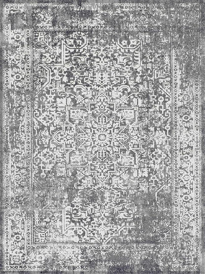 vivorug 5x7 Area Rugs, Stain Resistant Washable Rug for Living Room, Vintage-Inspired Grey Rug