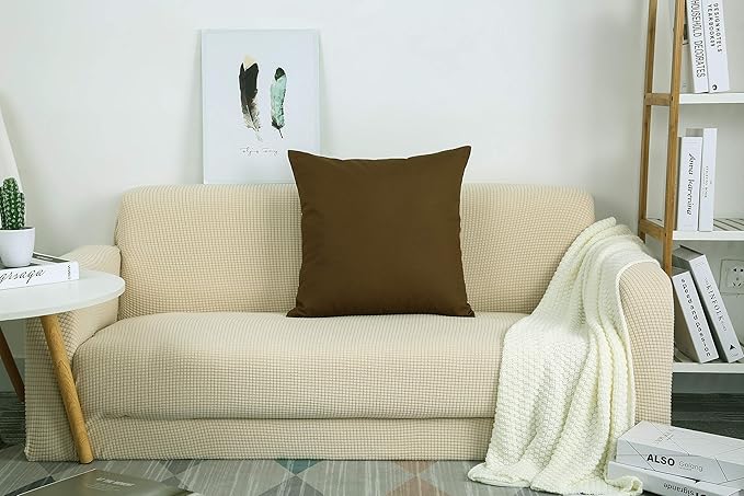 TangDepot Cotton Solid Throw Pillow Covers, 18" x 18" , Coffee, 1 Count (Pack of 1)