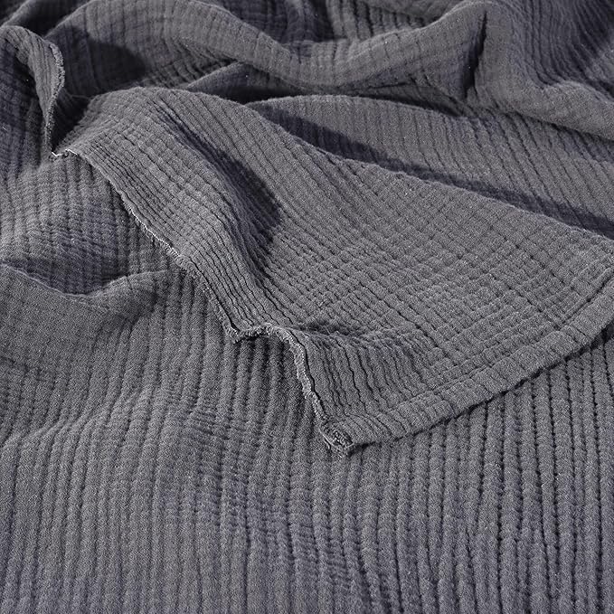 Muslin Blanket - Pure 100% Turkish Cotton Airy Soft Light Versatile Gauze Throw Blanket for Bed, Couch, Sofa (Dark Gray, Throw Size (50" x 66" inch))