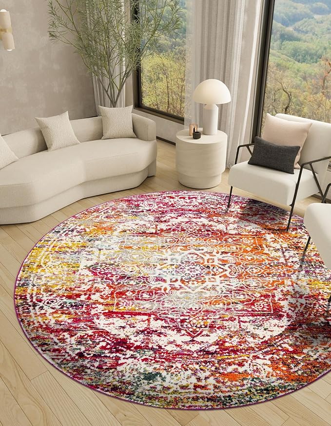 Rugs.com Arlington Collection Rug – 10 Ft Round Multi Medium-Pile Rug Perfect for Kitchens, Dining Rooms